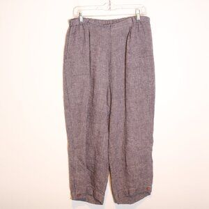 Flax 100% Linen Crop Wide Leg Ankle Pull On Pants Women Medium Purple Boho